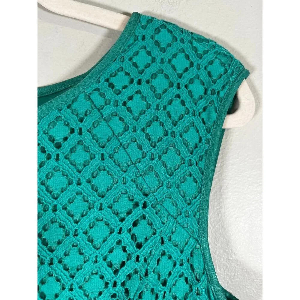 Floral‎ Lace Tank Dress Blue 12 Eyelet Geometric Boho Indie Folk Colorful Preppy